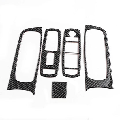 Carbon Fiber Window Lift Switch Panel Cover Trim 5 x For Dodge Charger (2015+)