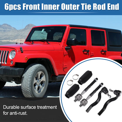 6pcs Front Inner Outer Tie Rod End Link for Dodge Durango (2011-2015)