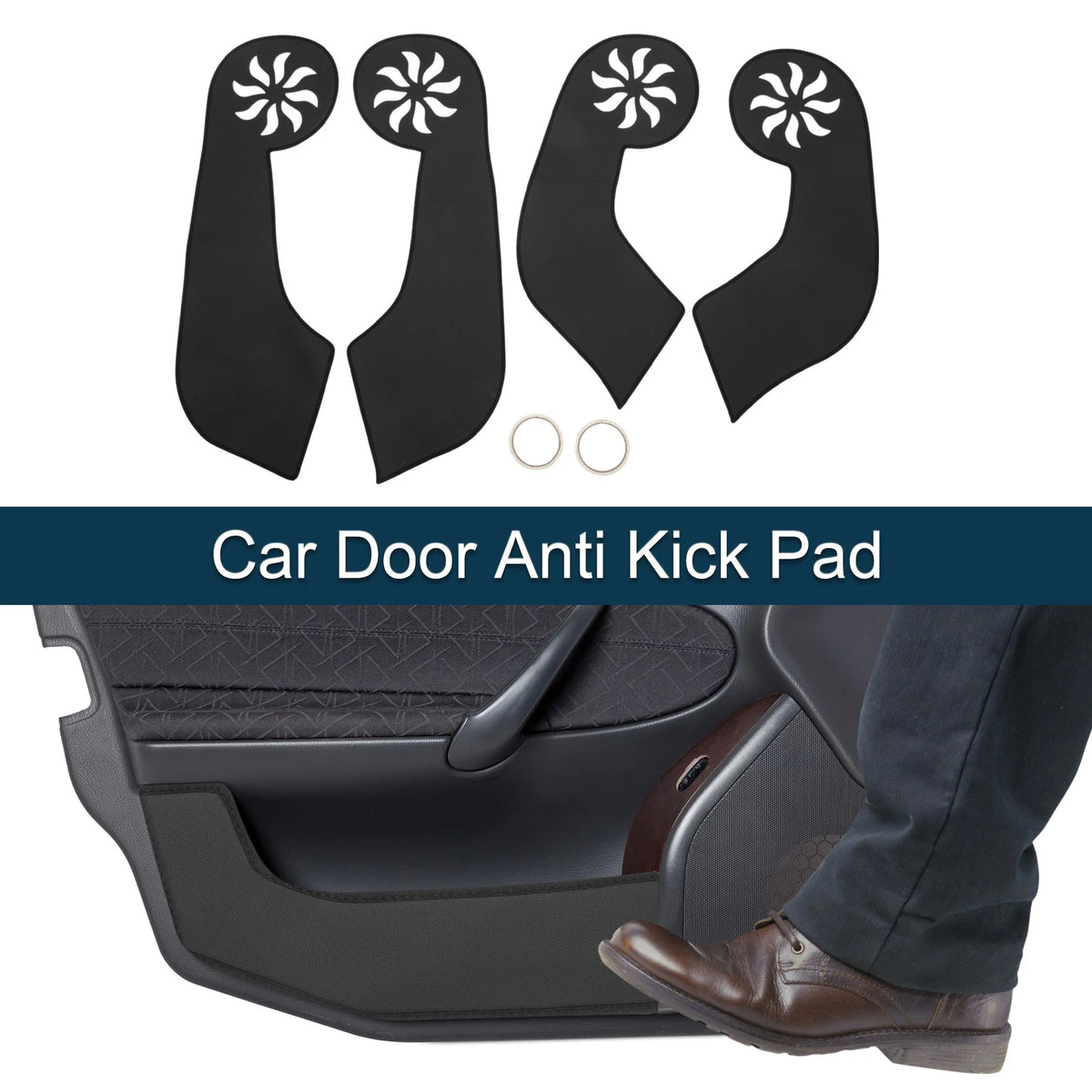 Car Door Anti Kick Pad Sticker Protector for Toyota RAV4 (2004-2012) Black 1 Set