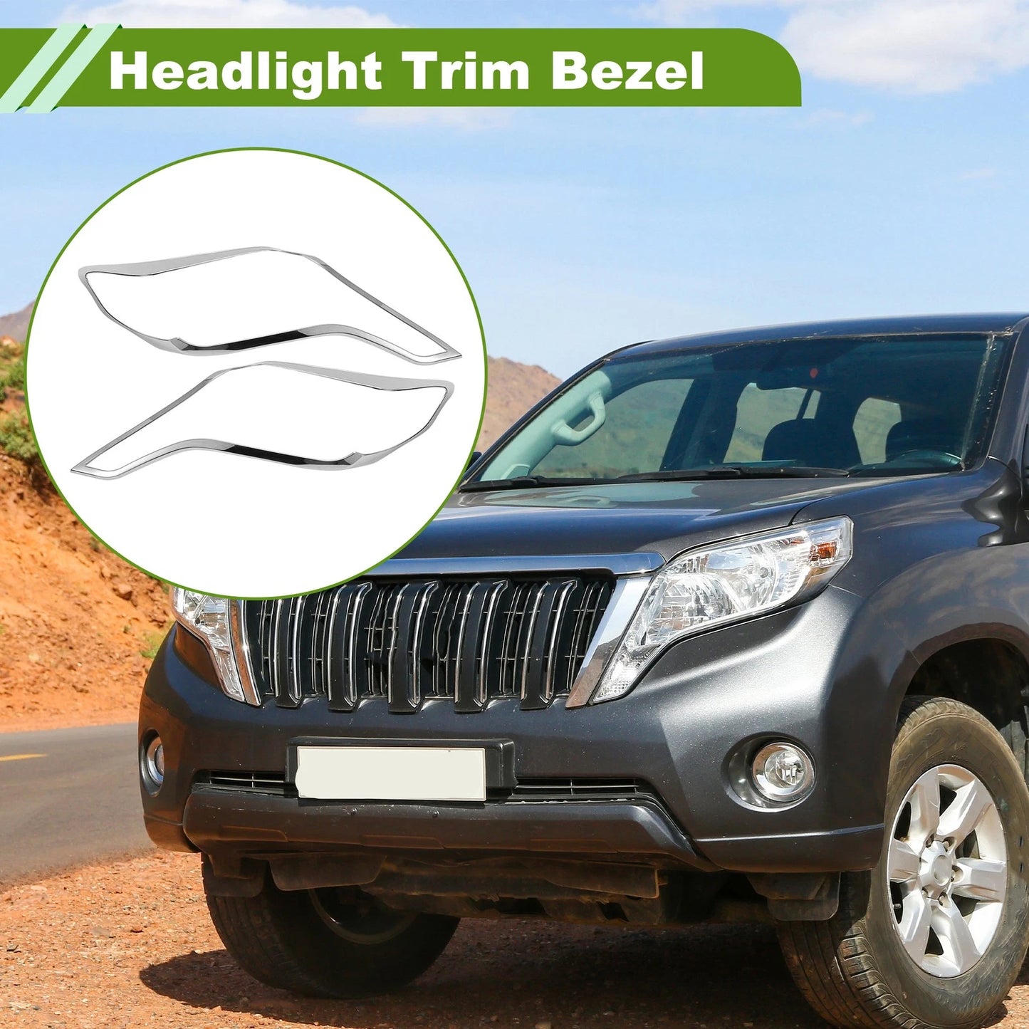 Car Front Left Right Headlight Trim Bezel for Toyota Prado FJ150 (2014-2017)