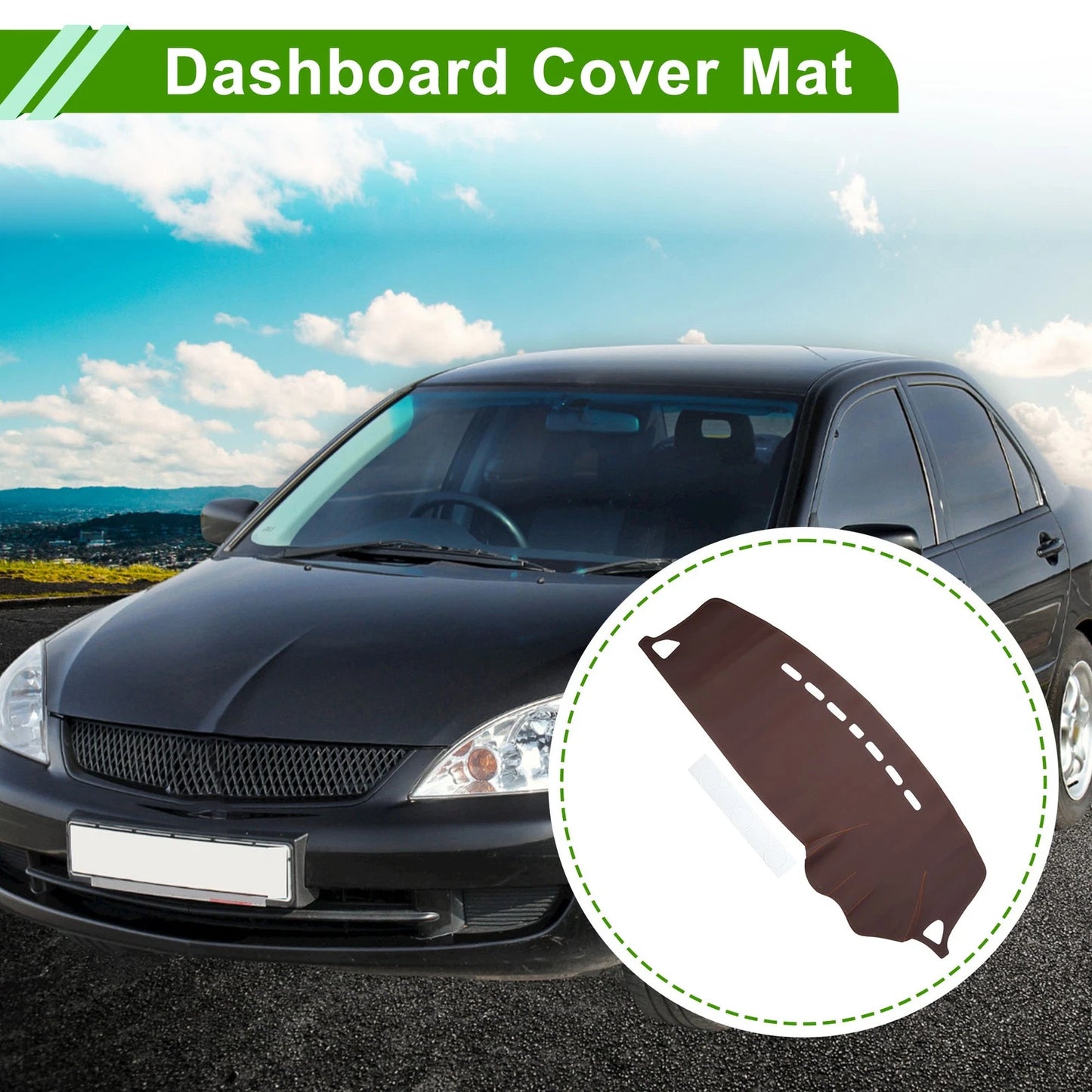 Dashboard Cover Mat for Mitsubishi Lancer (2008-2017) Brown