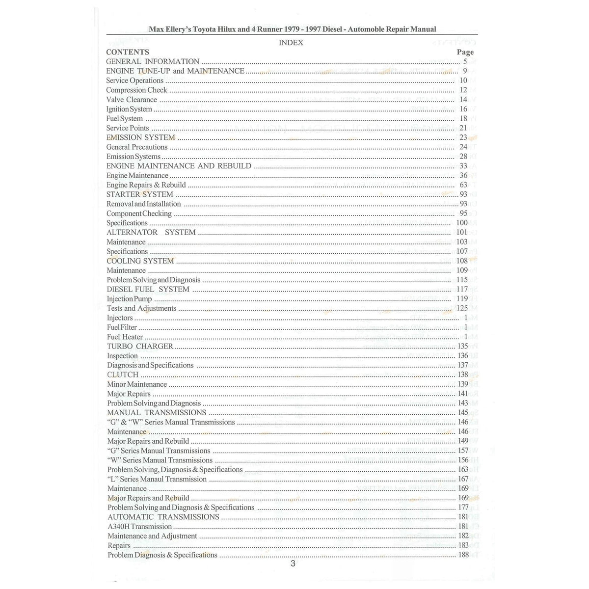 Workshop Manual for Toyota Hilux Diesel L LN40 LN46 LN55