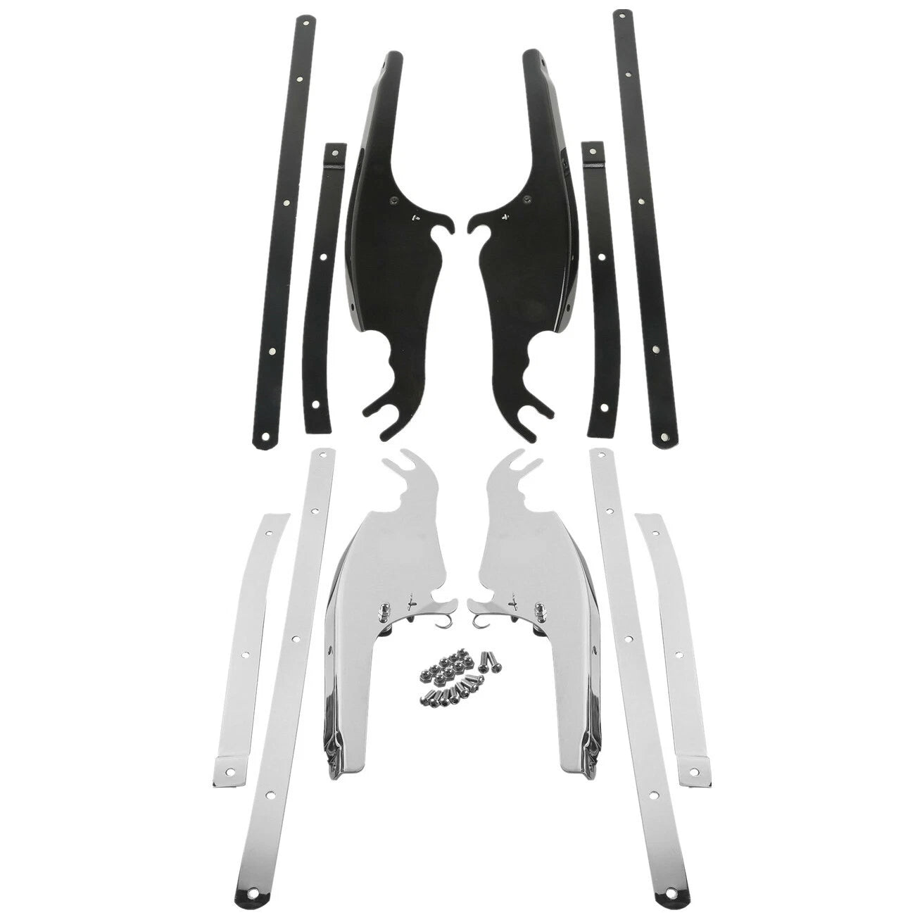 Chrome/Black Windshield Mount Bracket for Harley Softail Fatboy (2000-2017)