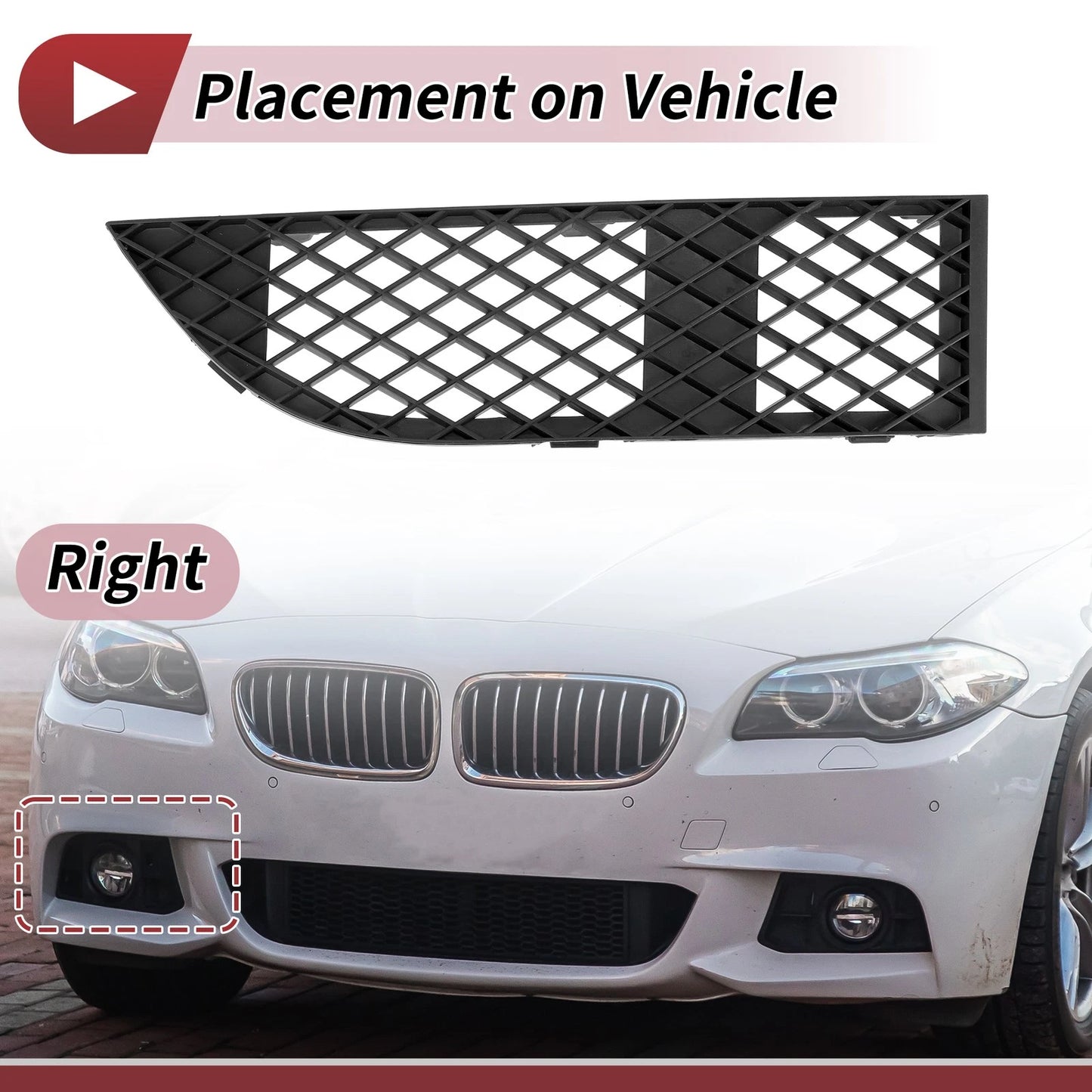 Front Right Fog Light Grill for BMW 750Li (2006-2008) - 1 x Quality Replacement