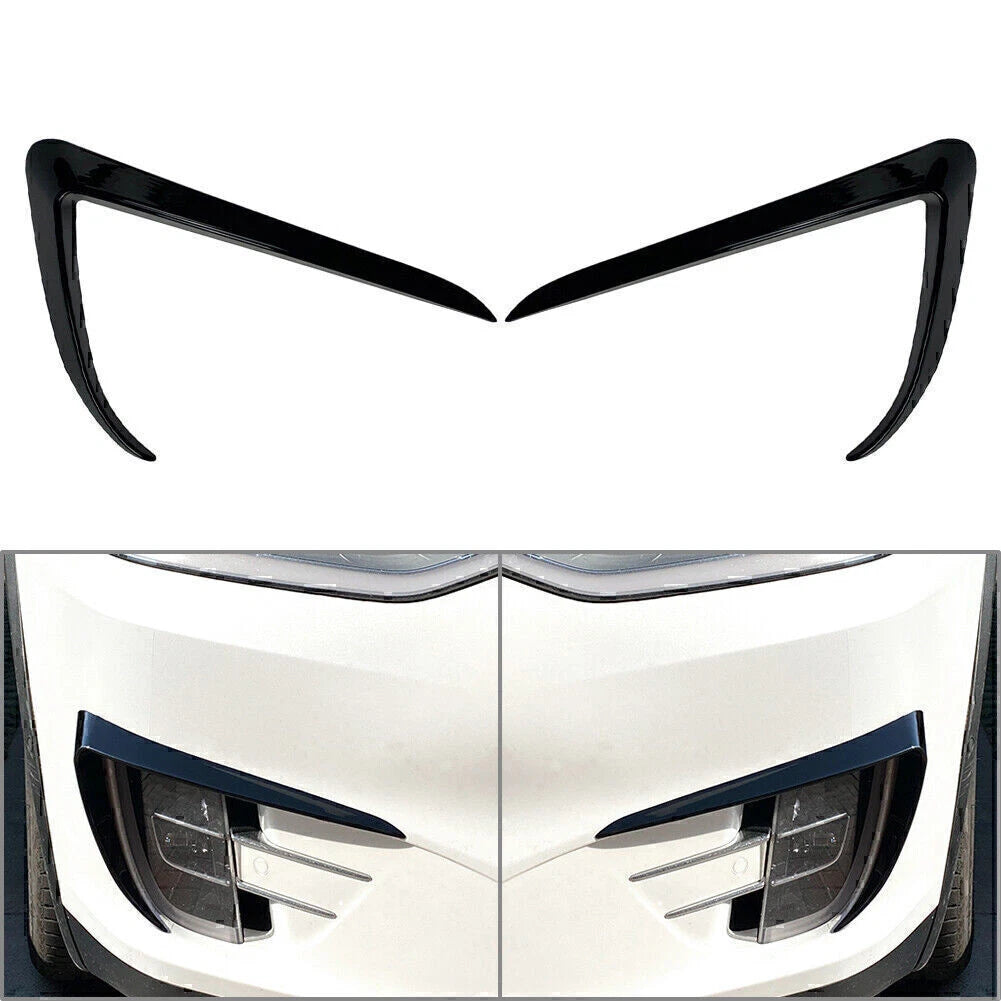 Black Front Fog Light Eyebrow Cover Trim for Tesla Model X (2015-2020)