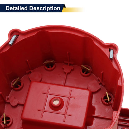 Red Metal Ignition Distributor Cap for Chevy & Ford - 1 Set
