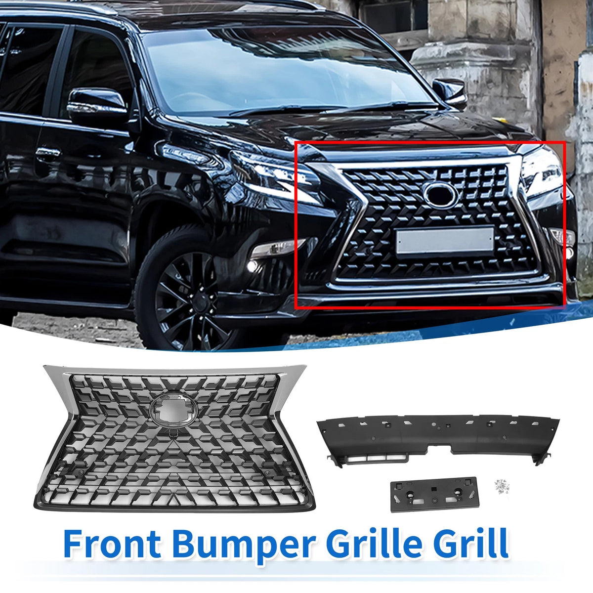 Front Hood Bumper Grille for Lexus GX460 Black (2021)