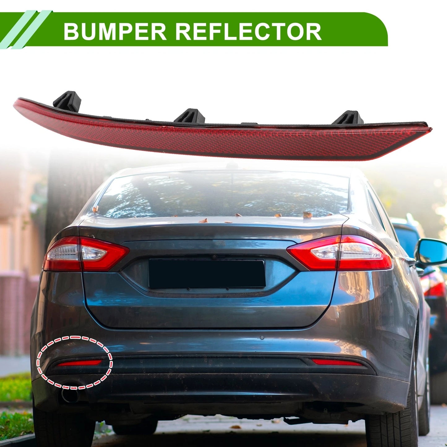 Bumper Reflector for Ford Fusion 2019-2020 Red 1 x Rear Left