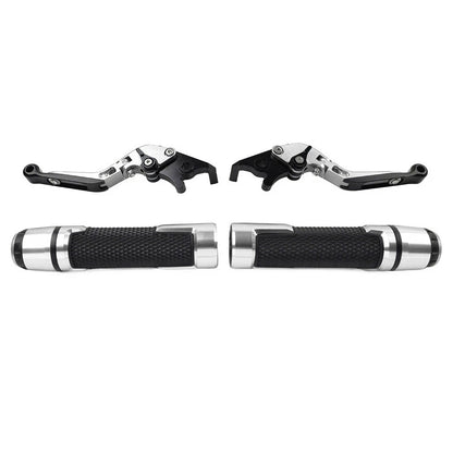 Silver Extendable Brake Clutch Lever Grips Set for Suzuki GSXR600/750 (2006-2019)
