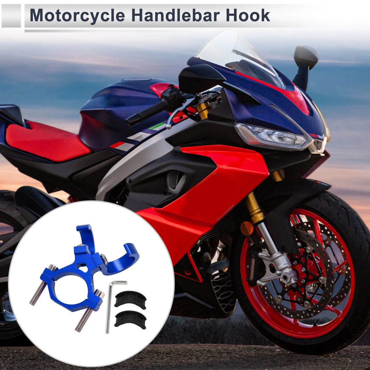 Arc Hanging Hook / Aluminum Alloy / Hexagon Wrench Screw Washer Blue for Motorcycle