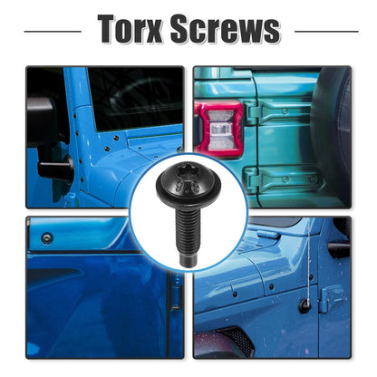 Extra Long Black Torx Screws for Jeep Wrangler (2007-2018) - 6 x Bolts
