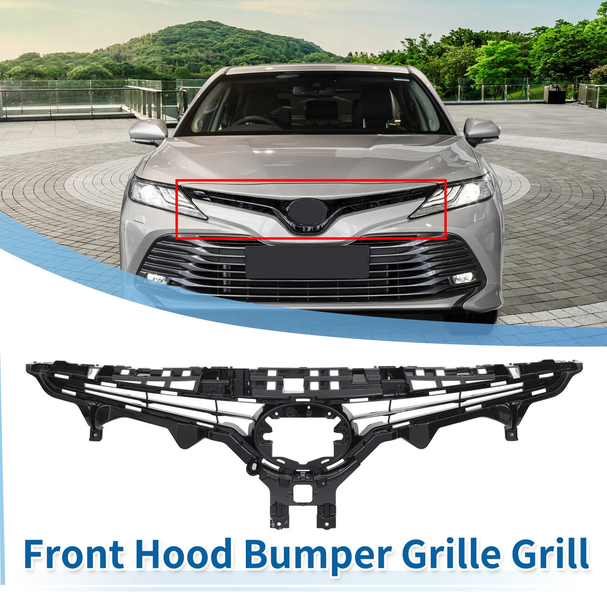 Front Bonnet Bumper Grille for Toyota Camry SE 2021-2022 Black