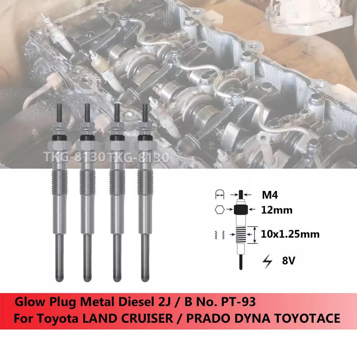 4 x Glow Plugs for TOYOACE LAND CRUISER PRADO DYNA (1985-2023)