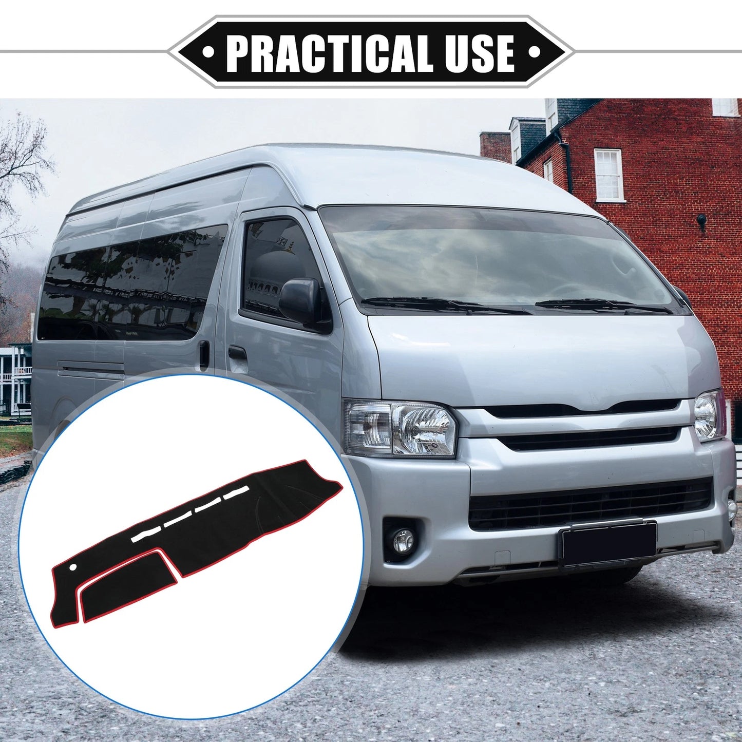 Dashboard Dash Cover Mat for Toyota Hiace Wide Edition Sun Protector Black Red