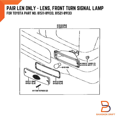 Clear Lens Front Turn Signal Lamp for Toyota Hilux Ute (1988-1997)