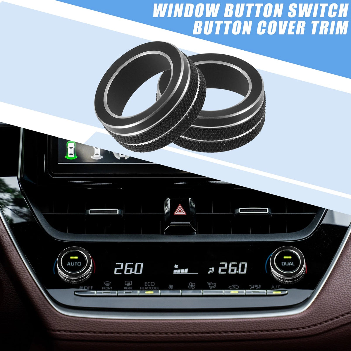 AC Control Switch Knob Cover Trim 2 x Black for Toyota Corolla (2020–2022)