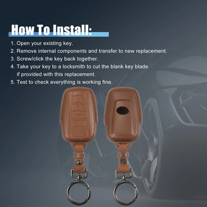 Car Key Fob Cover with Keychain Faux Leather for Toyota RAV4 Highlander (2019-2023)