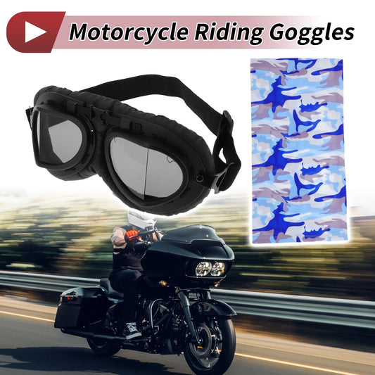 Set Motorcycle Goggles Black Lens Black Frame PC Cycling Sunglasses for Make