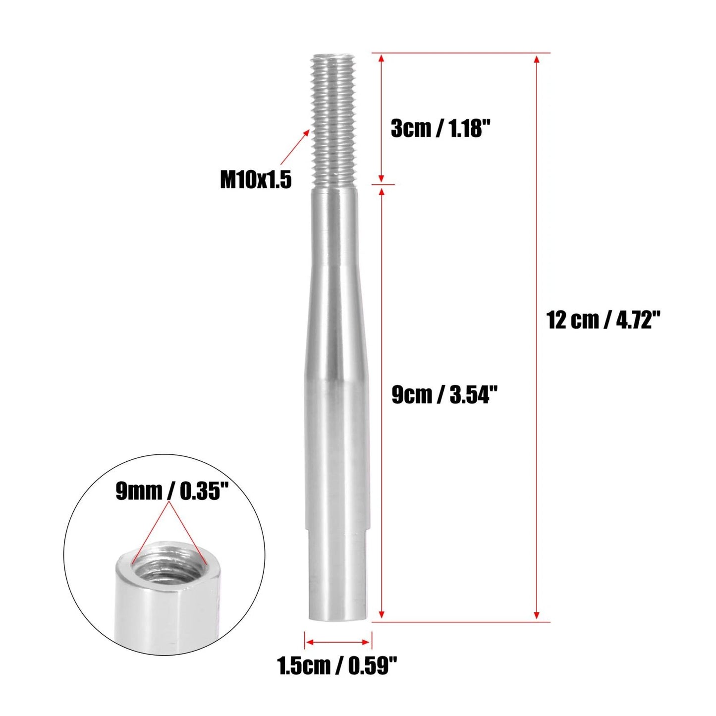 Shift Knob Extender for Honda Civic Fit M10X1.5 Silver Tone
