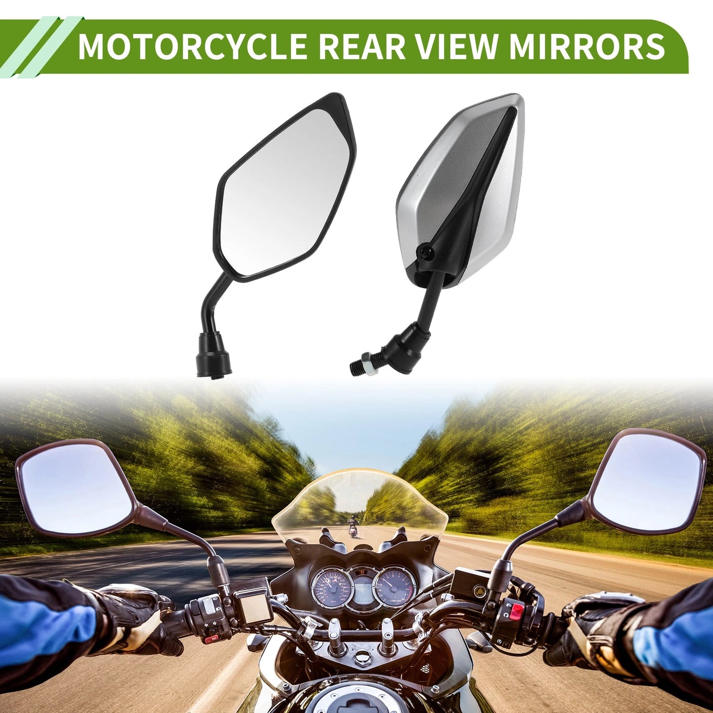 M10 / 1 Set / Rear View Mirrors Leaf Shape Silver Tone Iron Plastic for Make Model
