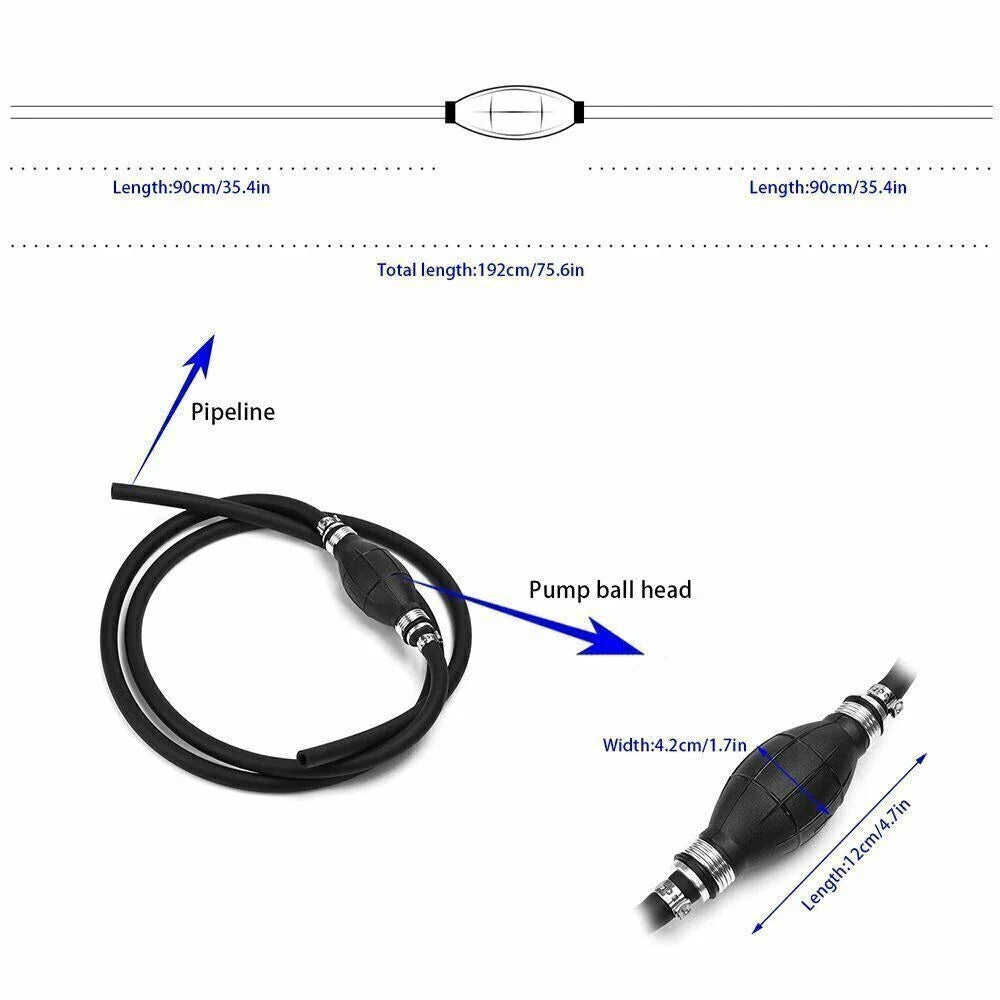 3/8" Fuel Gas Hose Line Assembly with Primer Bulb for Marine Outboard Boat RV