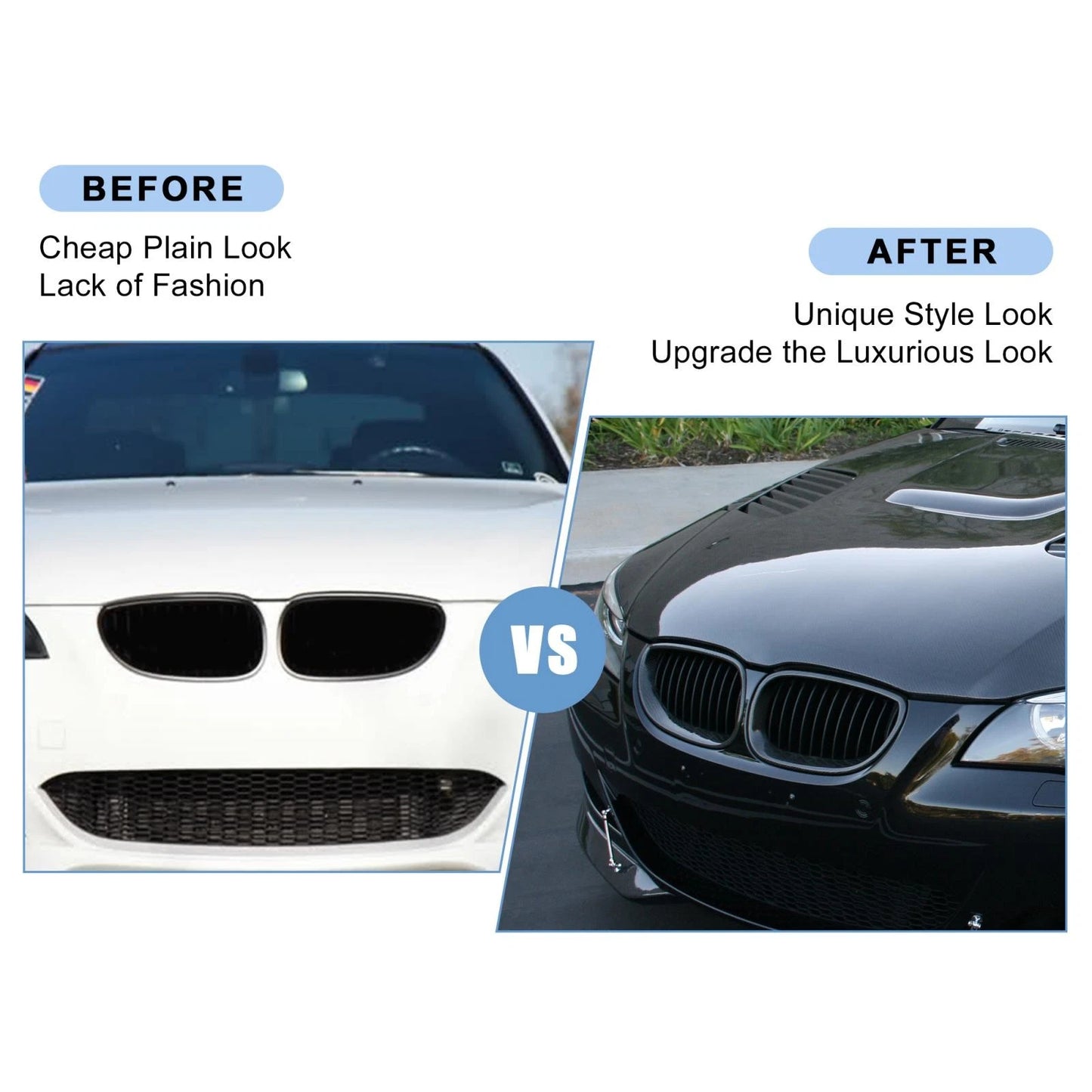 Matte Black Grille for BMW E60 E61 528i 535i 525i 530i 530xi 545i M5 (2003-2009)