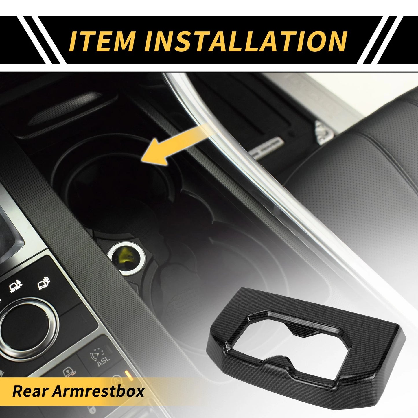 Carbon Fiber Armrest Box Rear Cup Holder Covers for Toyota Tundra (22-24)