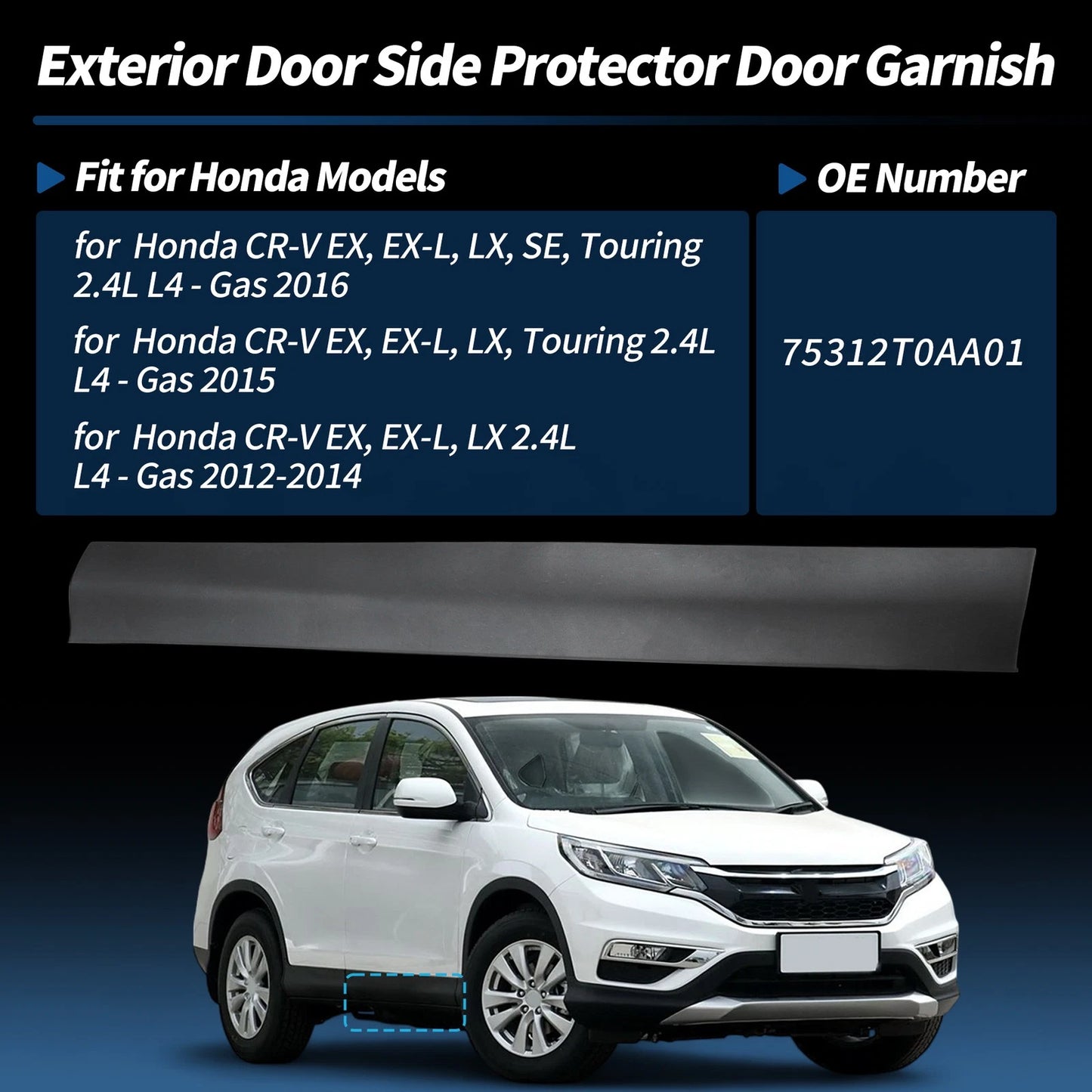 Front Right Door Lower Trim Garnish for Honda CR-V 2.4L (2012-2016)