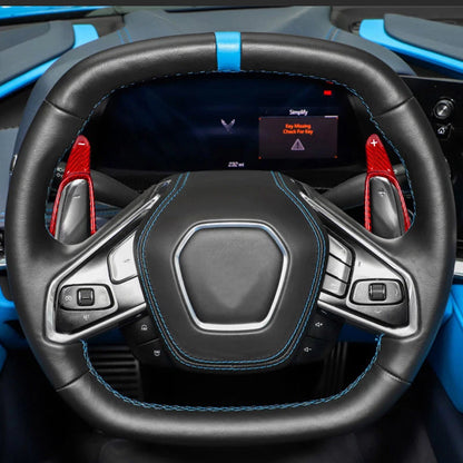 Red Steering Wheel Shift Paddle Cover Trim for Chevrolet Corvette (2020-2022)