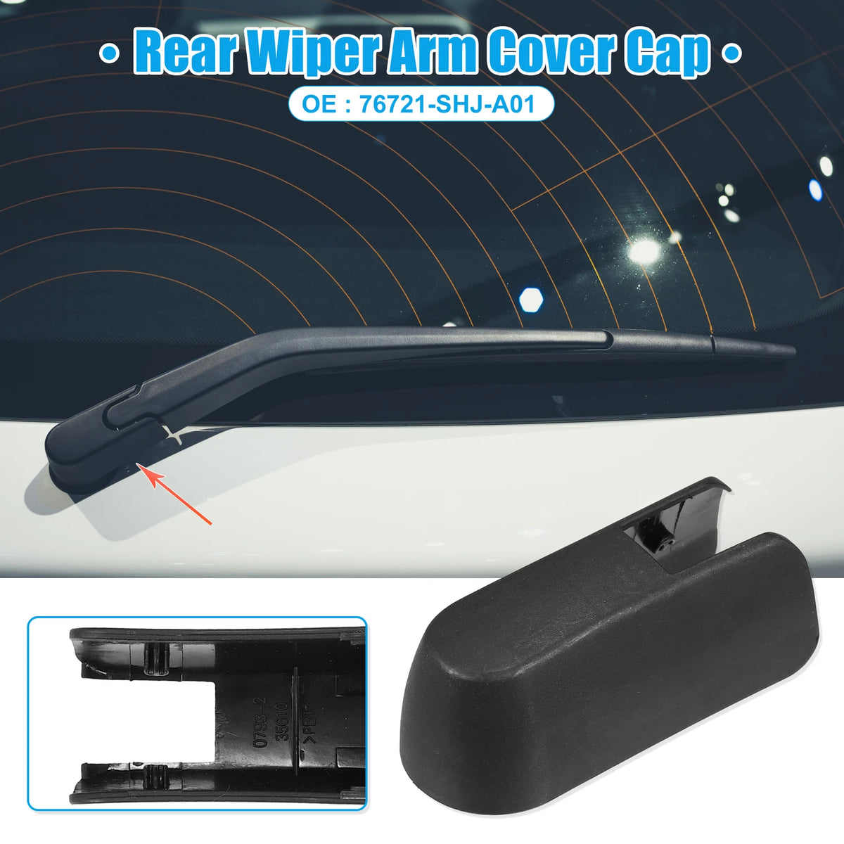 Rear Windshield Wiper Arm Nut Cover for Honda Odyssey (2018-2023) - Black