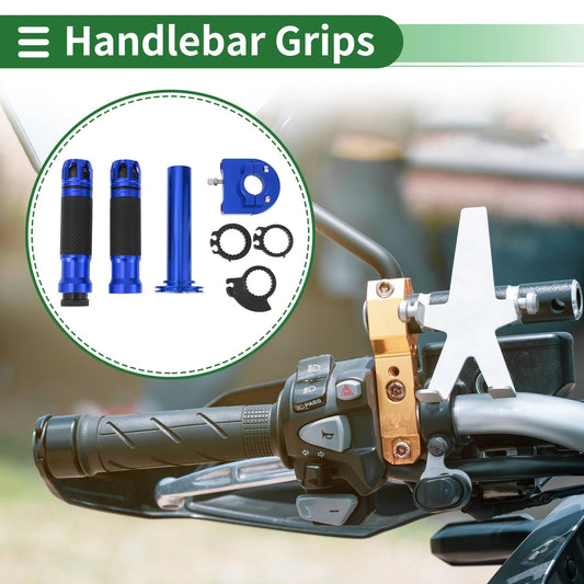 Hand Grips Cover Kit for Motorcycle Rubber Blue Polka Dot Pattern