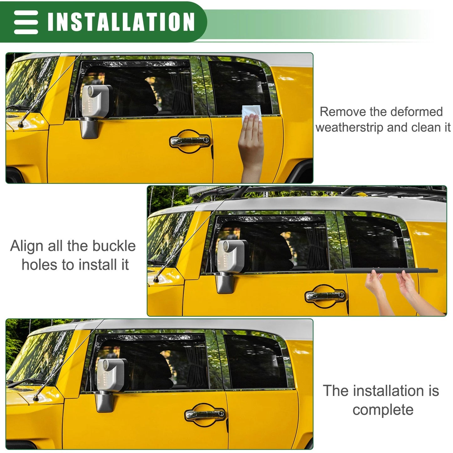 Rear Left Right Door Window Belt Weatherstrip for Toyota FJ Cruiser (07-14)