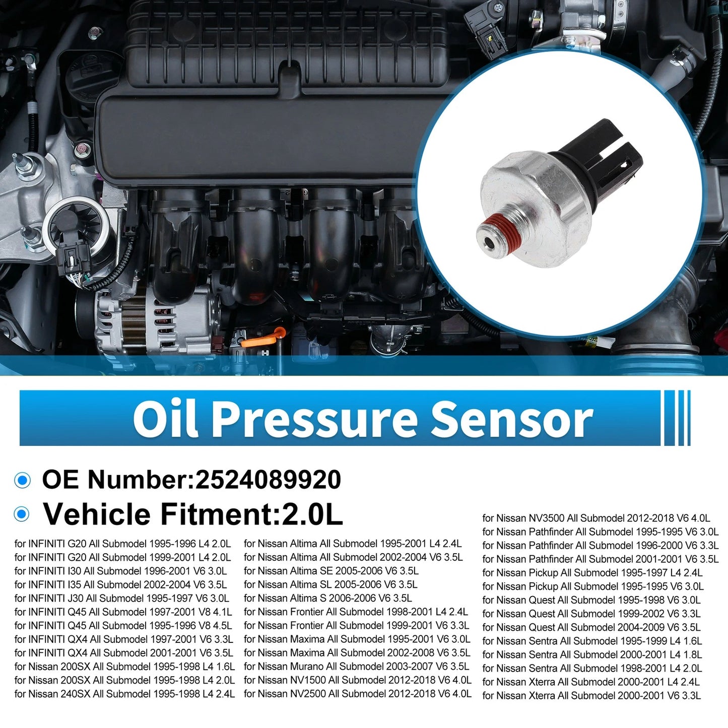 Engine Oil Pressure Sensor for INFINITI G20 All Submodels L4 2.0L