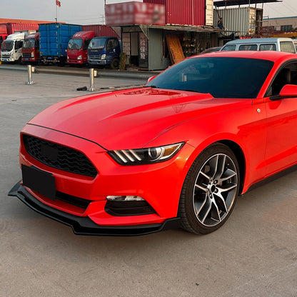 Gloss Black Front Bumper Spoiler Lip for Ford Mustang (2015-2017)