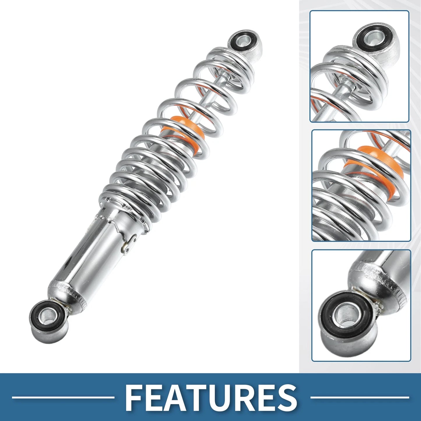 1 Pair 310mm Motorcycle Rear Suspension Shock Chrome Silver Tone for 50cc 70cc