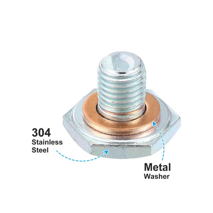 M10x1.25 Engine Oil Drain Plug Screw w/ Seal Ring for Ford (2000-2023)