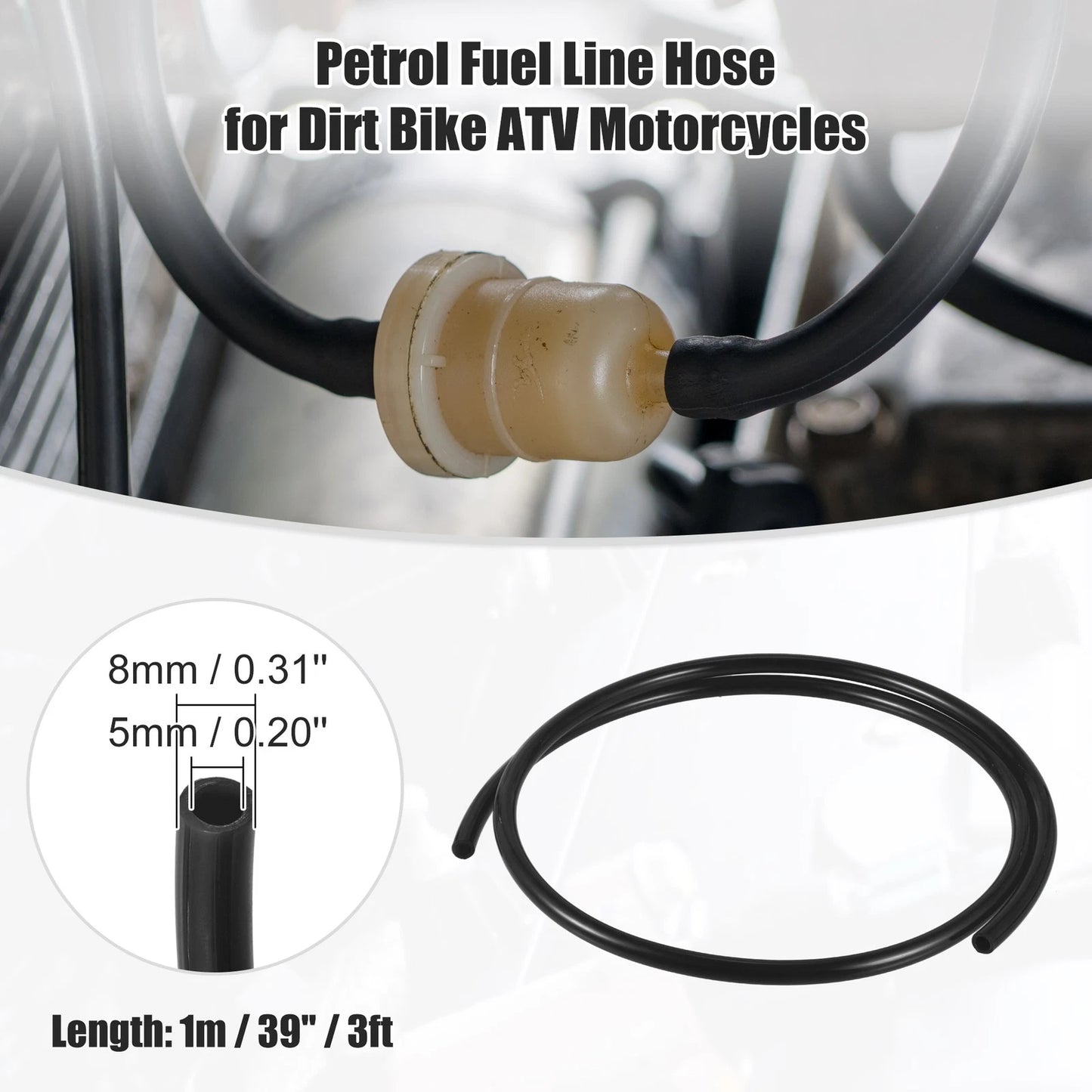 Fuel Vent Line Hose 0.31'' x 3ft Petrol Gas Tube for Motorcycle Dirt Bike