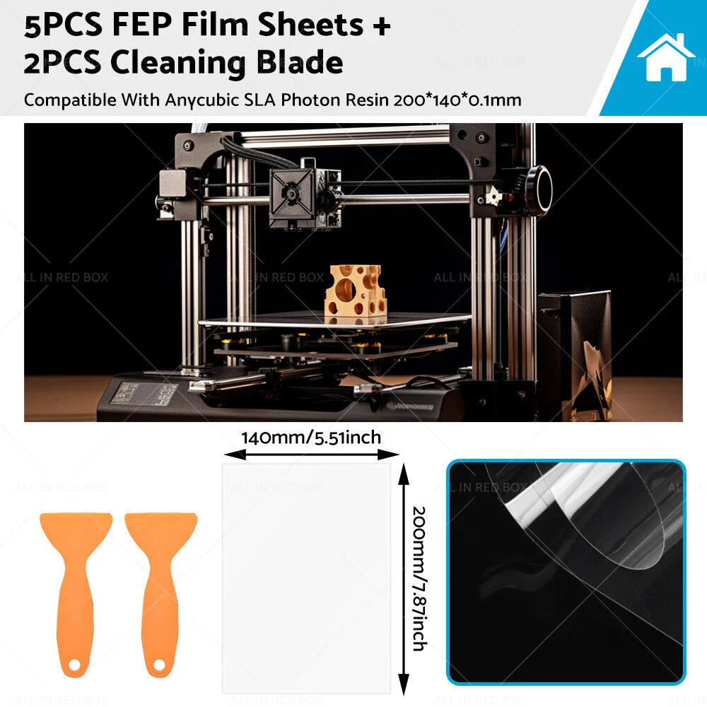 5 x FEP Film Sheets +  Cleaning Blades for Anycubic Resin Printers