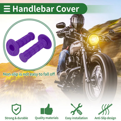 7/8" 22mm Hand Grips Cover Purple Checkered for Motorcycle