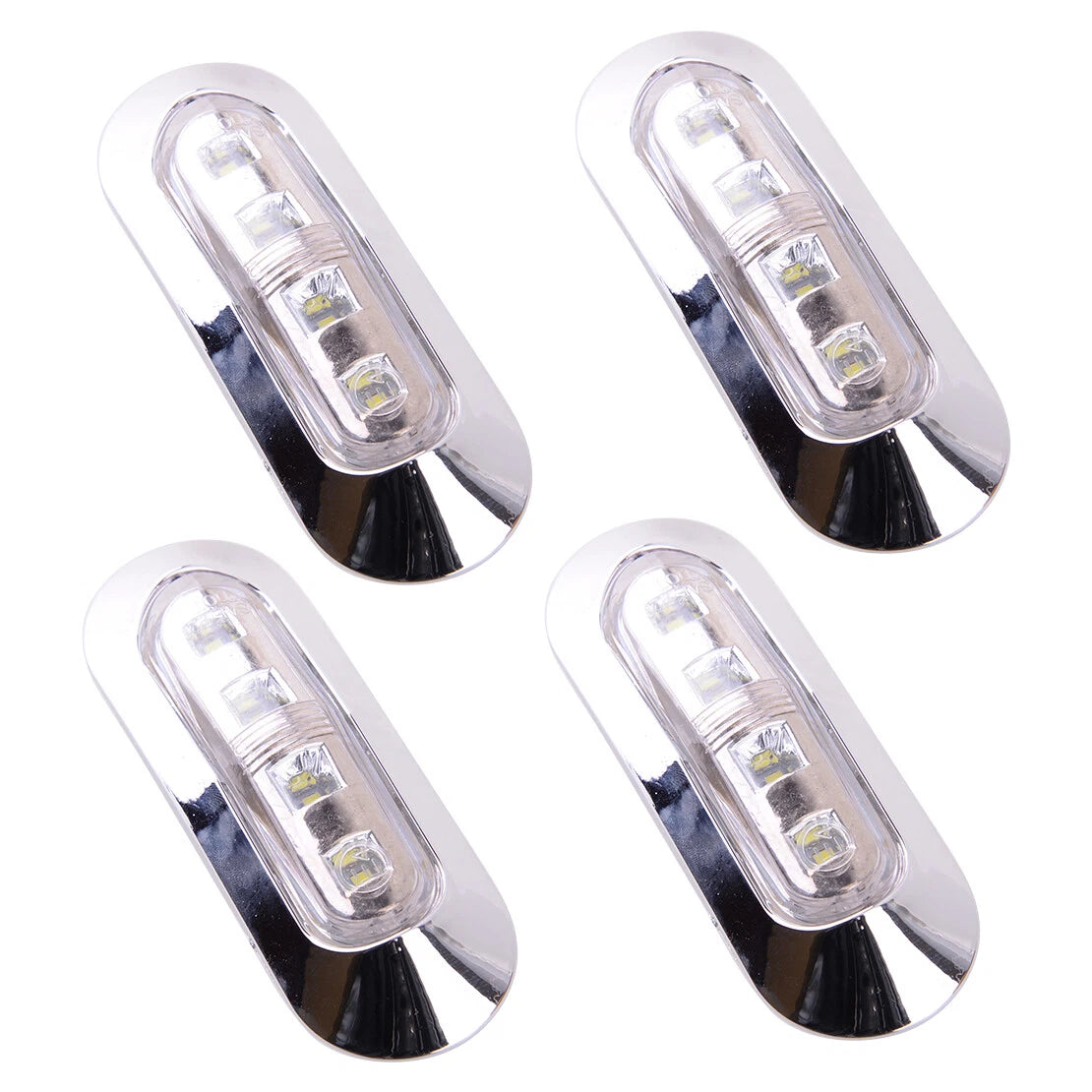 4 x White 4-LED Clearance Side Marker Lights for Truck Trailer 12V 24V