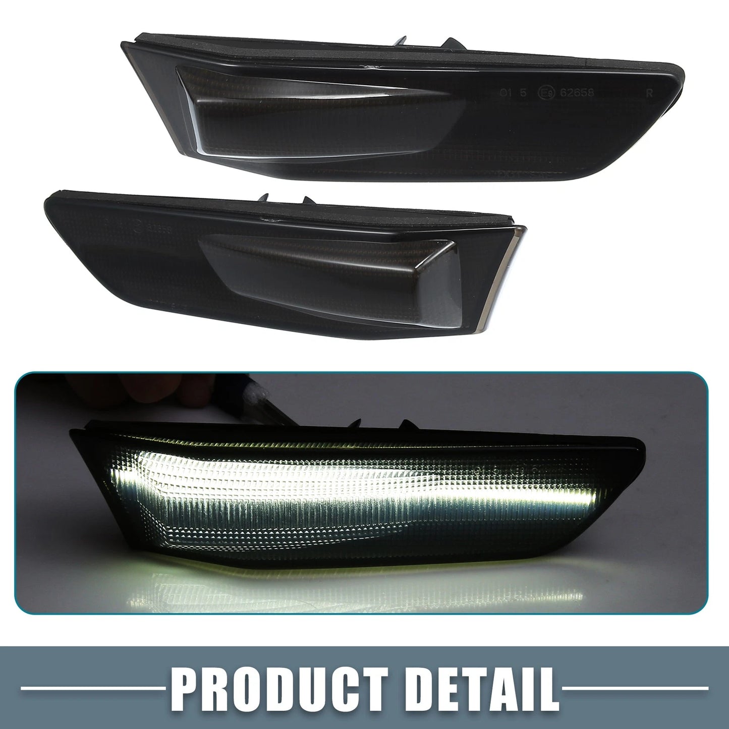 Pair LED Side Marker White Light for Infiniti G35 Coupe Smoked Lens