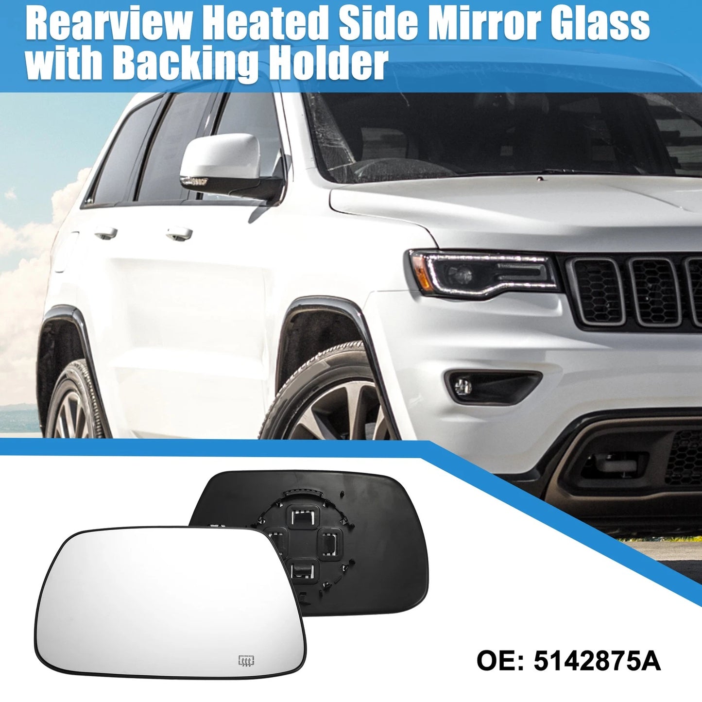 Heated Left Rearview Mirror Glass for Jeep Cherokee