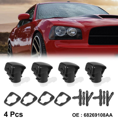 4pcs Front Windshield Washer Nozzle for Dodge Durango with 6 Connectors