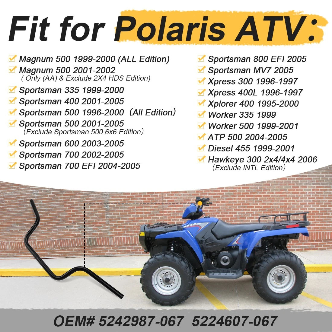 Heavy Duty Handlebar for Polaris Sportsman MV7 (1996–2005)