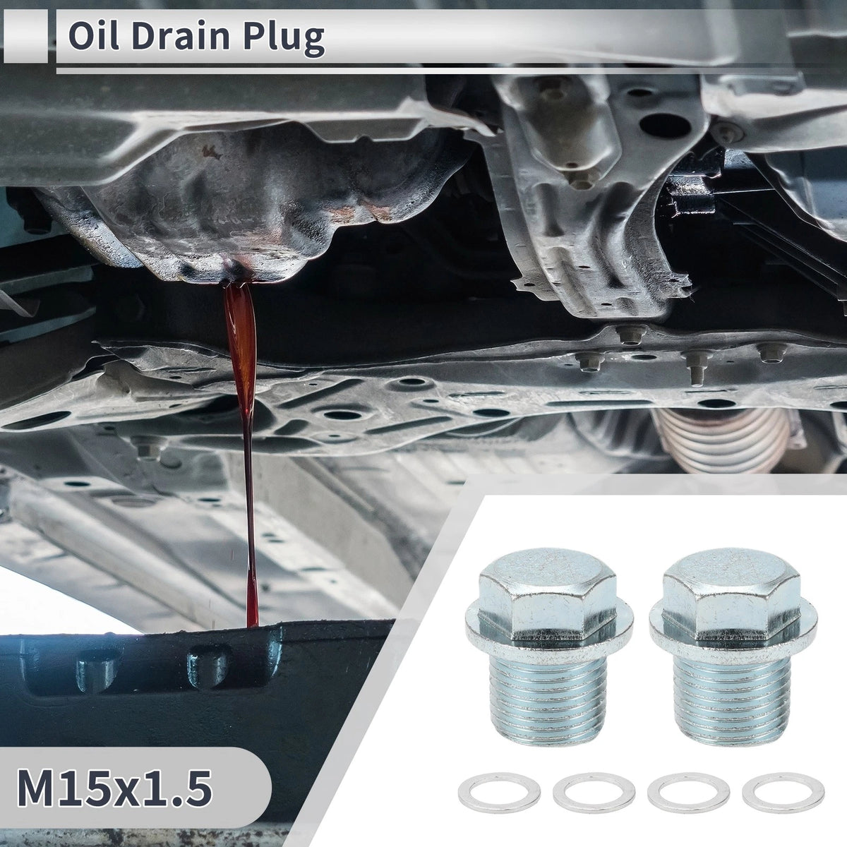 M15x1.5 0.98" Height Engine Oil Drain Plug W/Gasket for Car/Motorcycle
