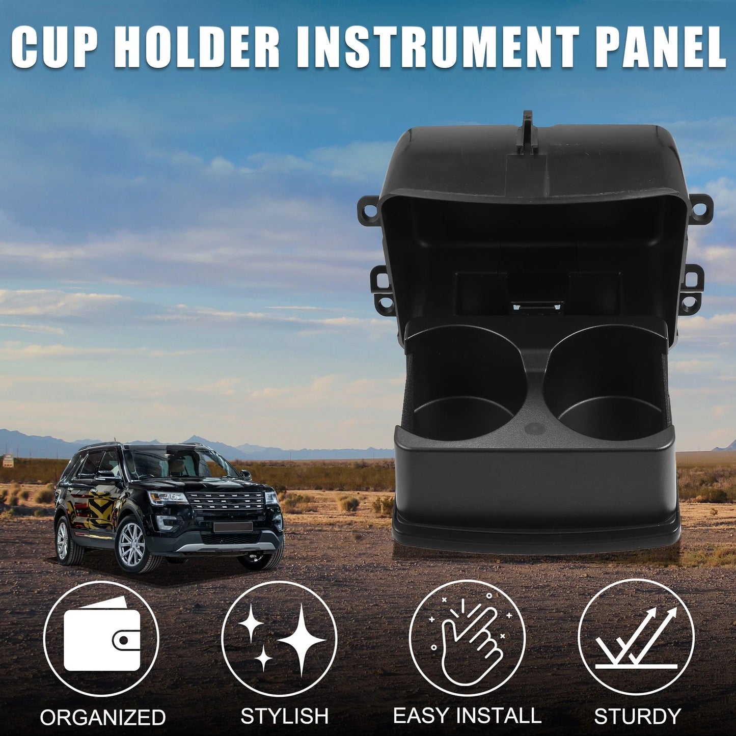 Cup Holder for Ford Explorer (2011-2023) Black Drink Holder