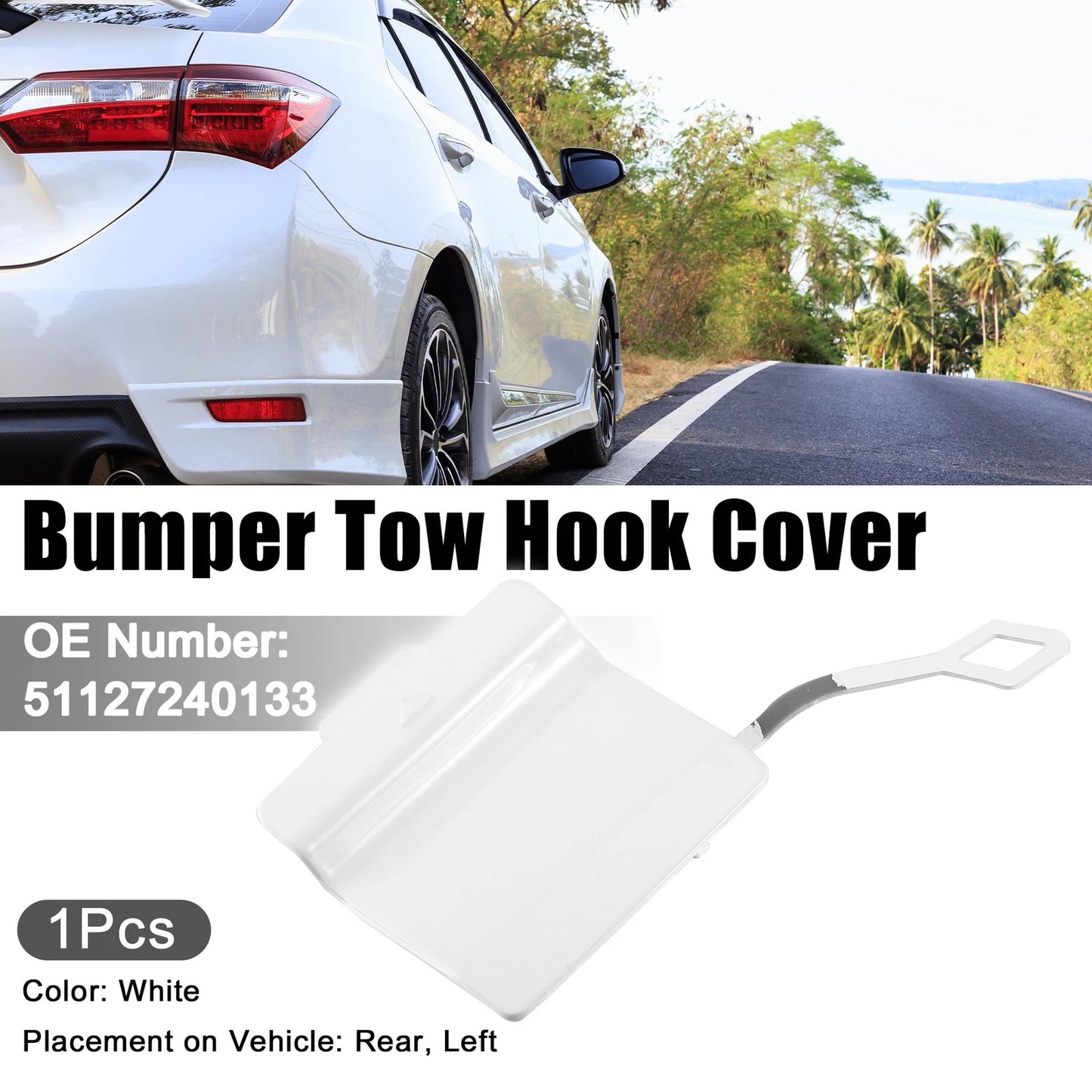 Rear Left Tow Hook Cover for BMW 550i (2011-2013) - White Cap