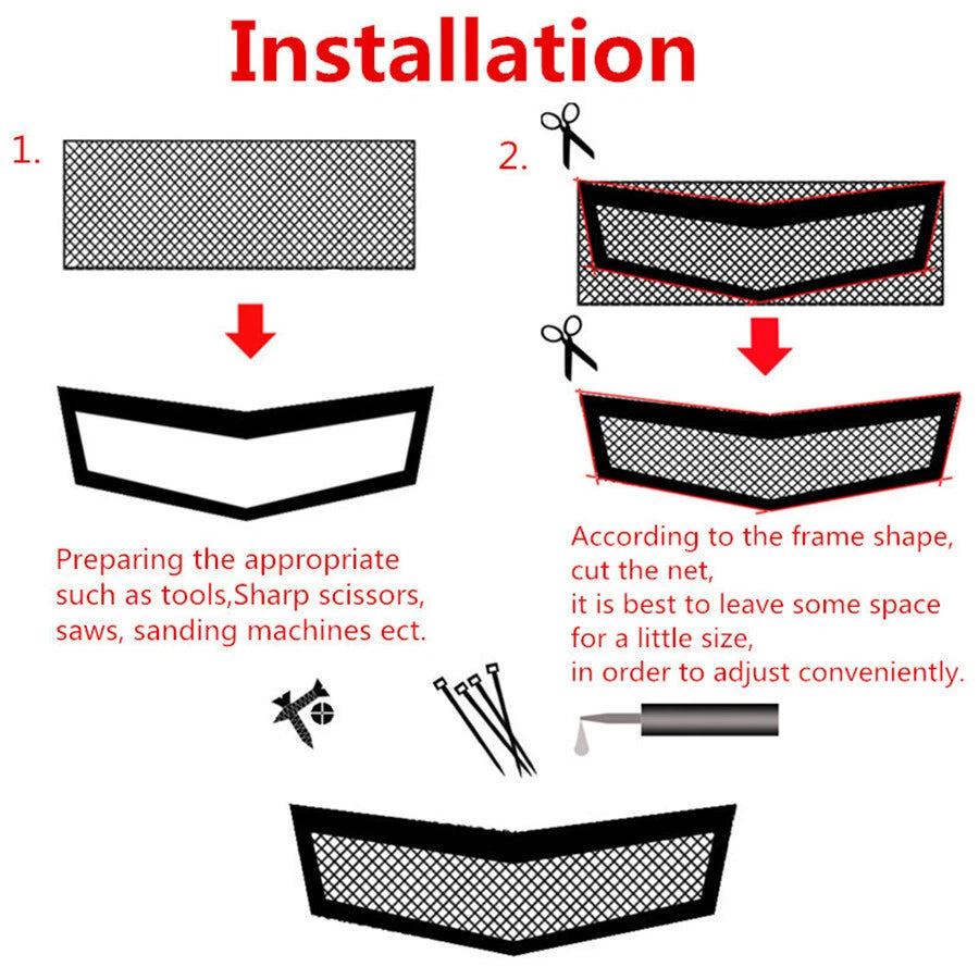 Aluminium Mesh Grill Cover for Universal Car Fender Bumper Hood Vent (X1)
