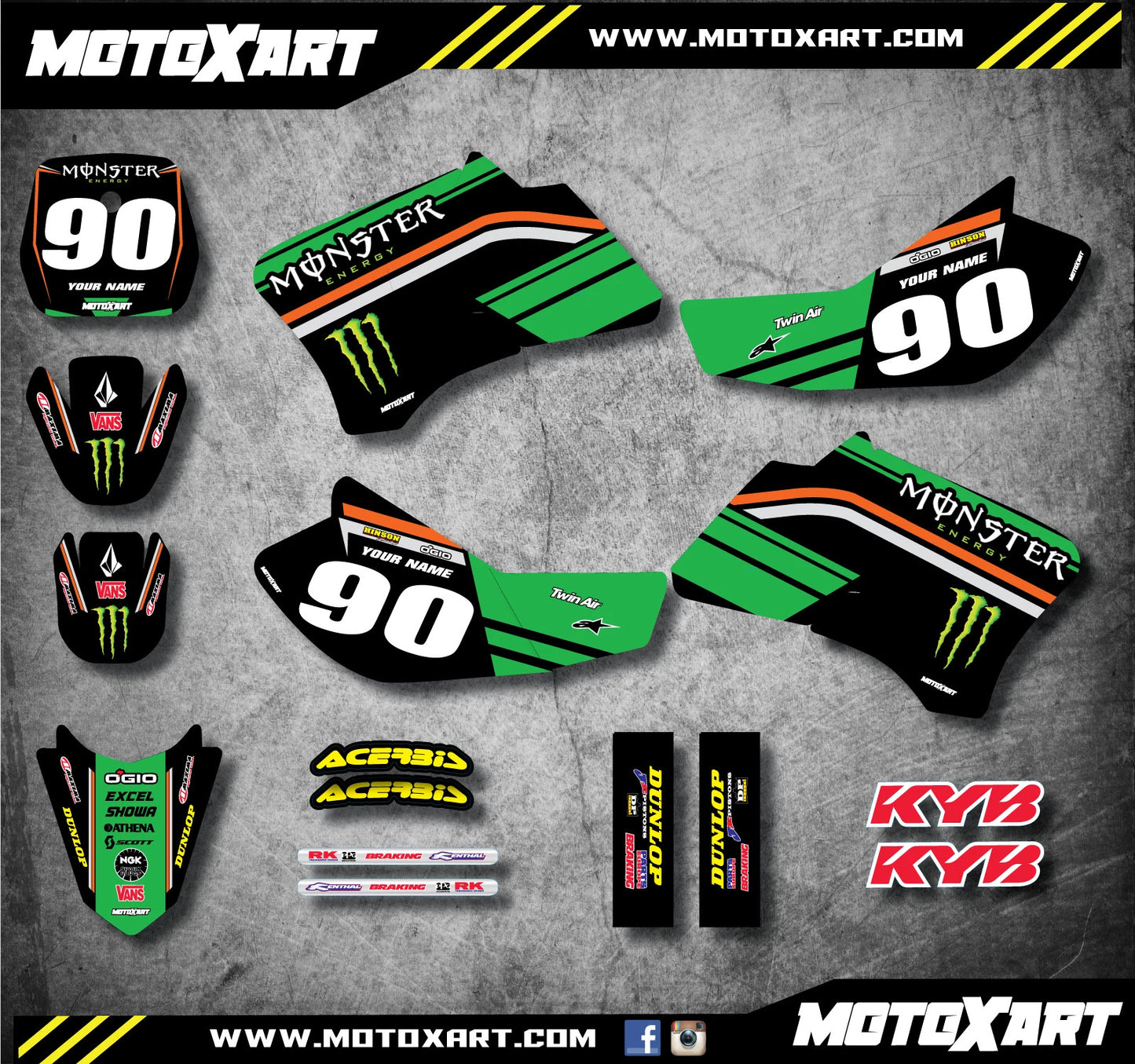 Custom Graphic Kit BURNOUT STYLE for Yamaha TTR 90 (2000-2006)