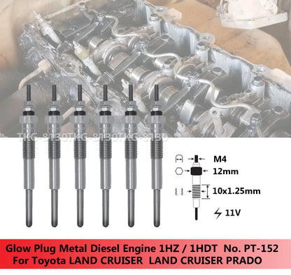 6 x Glow Plugs for Toyota Land Cruiser Prado (1985-2000)